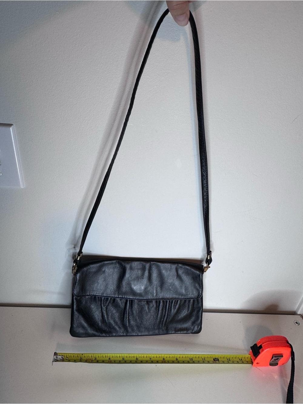 80s Black Leather Shoulder Bag - Brixton Vancouver Vintage Clutch